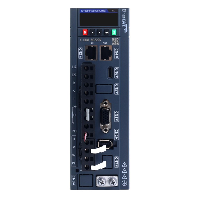 A6H 시리즈 850W EtherCAT AC 서보 모터 키트 1500rpm 5.39Nm 브레이크 포함 17비트 앱솔루트 엔코더 IP67 - A6H-EC850H2B1-M17 | StepperOnline