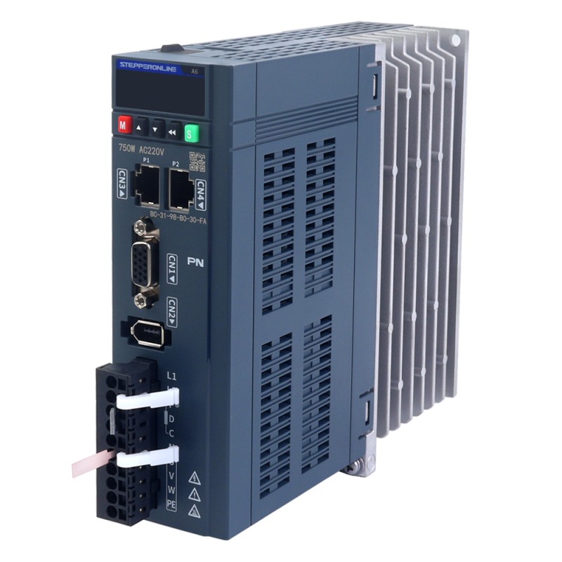 A6 시리즈 750W PROFINET AC 서보 모터 키트 3000rpm 2.39Nm 브레이크 포함 17비트 절대 인코더 IP67 - A6-PN750H2B1-M17 | StepperOnline