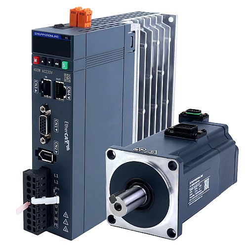 A6 시리즈 400W STO Safe Torque Off EtherCAT AC 서보 모터 키트 3000rpm 1.27Nm 브레이크 포함 17비트 절대형 엔코더 IP67 - A6-EC400H2B1-M17-STO | StepperOnline