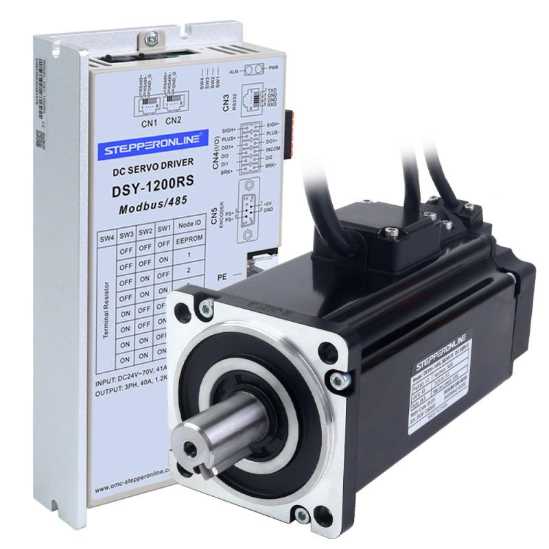 DSY 시리즈 1000W RS485 DC 서보 모터 24-70VDC 3.20Nm w/ 브레이크 3000rpm 17비트 증분형 인코더 IP65 - DSY-RS1000L2B2-M17S | StepperOnline