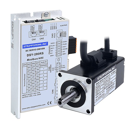 DSY 시리즈 100W RS485 DC 서보 모터 24-70VDC 0.318Nm 3000rpm 17비트 증분형 인코더 IP65 - DSY-RS100L2A2-M17S | StepperOnline