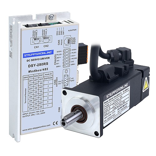 DSY 시리즈 100W RS485 DC 서보 모터 24-70VDC 0.318Nm w/ 브레이크 3000rpm 17비트 증분형 인코더 IP65 - DSY-RS100L2B2-M17S | StepperOnline