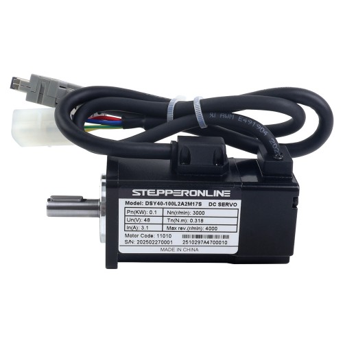 DSY 시리즈 100W RS485 DC 서보 모터 24-70VDC 0.318Nm 3000rpm 17비트 증분형 인코더 IP65 - DSY-RS100L2A2-M17S | StepperOnline