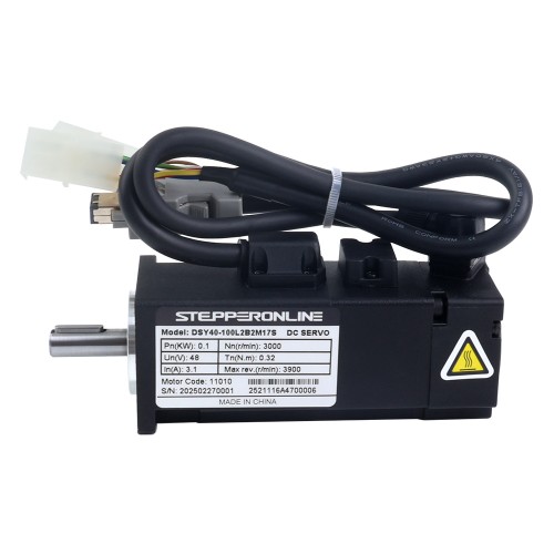 DSY 시리즈 100W RS485 DC 서보 모터 24-70VDC 0.318Nm w/ 브레이크 3000rpm 17비트 증분형 인코더 IP65 - DSY-RS100L2B2-M17S | StepperOnline