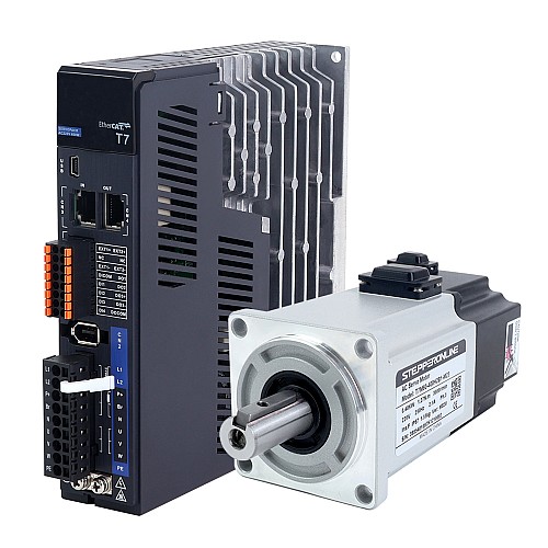 T7 시리즈 EtherCAT 400W AC 서보 모터 키트 3000rpm 1.27Nm 브레이크 포함 23비트 인코더 IP67 - T7-EC400H2B1-M23 | StepperOnline