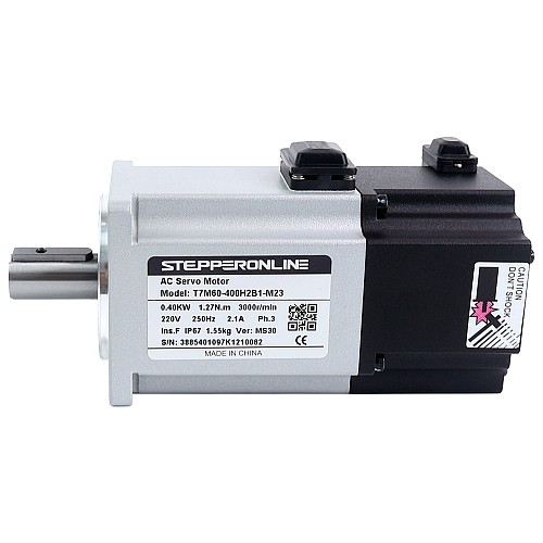 T7 시리즈 EtherCAT 400W AC 서보 모터 키트 3000rpm 1.27Nm 브레이크 포함 23비트 인코더 IP67 - T7-EC400H2B1-M23 | StepperOnline