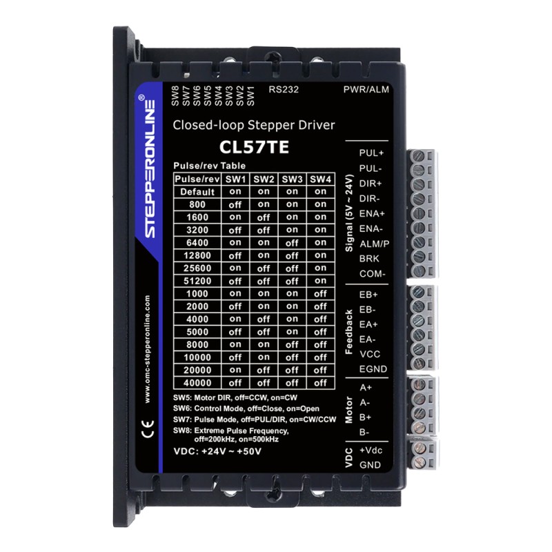 TES 시리즈 2.0Nm(283.22oz.in) 1축 폐쇄 루프 스테핑 CNC 키트, Nema23 모터 및 드라이버 CL57TE - 1-CL57TE-S20 | StepperOnline