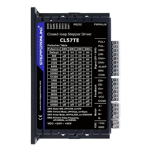 TE 시리즈 클로즈드 루프 스테퍼 드라이버 0.5-7.0A 24-50VDC, Nema 17, 23, 24 스테퍼 모터용 - CL57TE | StepperOnline