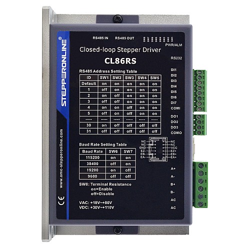 Modbus RS485 폐쇄 루프 스테퍼 모터 드라이버 2.1-8.0A 30-110VDC 또는 18-80VAC Modbus RS485 폐쇄 루프 스테퍼 모터 드라이버 2.1-8.0A 30-110VDC 또는 18-80VAC