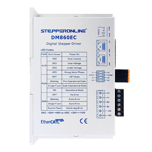 Y 시리즈 EtherCAT 디지털 스테퍼 모터 드라이버 0-8.5A 20-80VAC/30-110VDC Nema 34 스테퍼 모터용 - DM860EC | StepperOnline Y 시리즈 EtherCAT 디지털 스테퍼 모터 드라이버 0-8.5A 20-80VAC/30-110VDC Nema 34 스테퍼 모터용 - DM860EC | StepperOnline