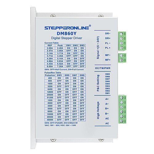 Nema 34 모터용 Y 시리즈 디지털 스테퍼 드라이버 2.4-7.2A AC18V-80V/DC 36V-110V