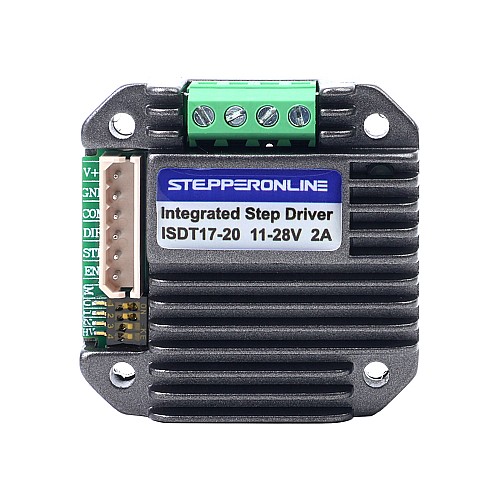 NEMA 17 스테퍼 모터용 통합 스테퍼 모터 드라이버 0.6-2.0A 11-28VDC 초저소음 버전 - ISDT17-20 | StepperOnline UK
