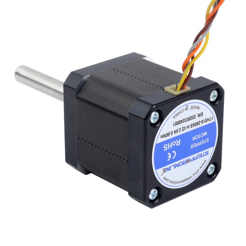 Nema 17 고온 스테퍼 모터 55Ncm(77.93oz.in) 55mm Φ8mm 원형 샤프트 절연 클래스 H 180C - 17HS19-2504S-H-V2 | StepperOnline