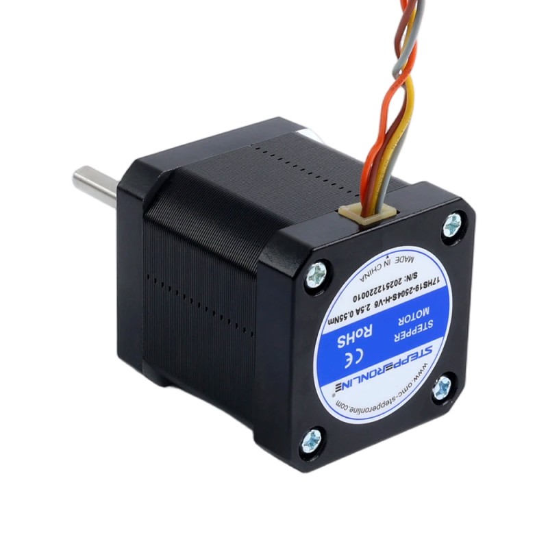 Nema 17 고온 스테퍼 모터 55 Ncm (77.93 oz.in) 38mm Φ5mm D형 샤프트 절연 등급 H 180°C, JST-XH 커넥터 - 17HS19-2504S-H-V6 | StepperOnline