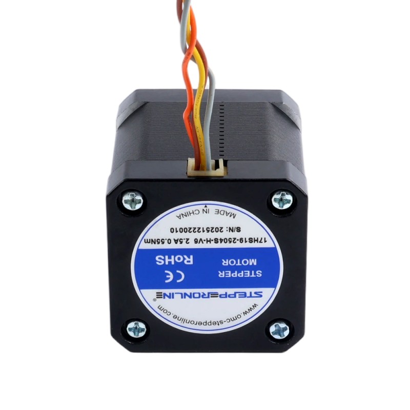 Nema 17 고온 스테퍼 모터 55 Ncm (77.93 oz.in) 38mm Φ5mm D형 샤프트 절연 등급 H 180°C, JST-XH 커넥터 - 17HS19-2504S-H-V6 | StepperOnline