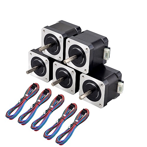 5개 Nema 17 바이폴라 45Ncm(63.74oz.in) 1.5A 42x42x39mm 4 전선 w/ 1m 핀 커넥터