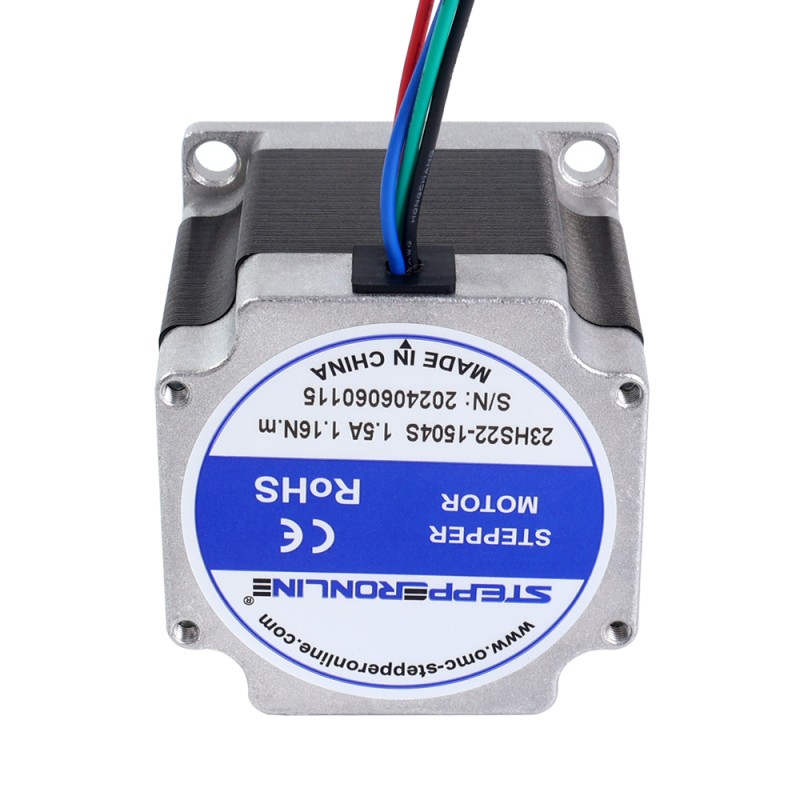 Nema 23 바이폴라 스테핑 모터 1.8° 1.16Nm (164.3oz-in) 1.5A 57x57x56mm 165mm 케이블 및 Molex 커넥터 포함 - 23HS22-1504S-C14 | StepperOnline